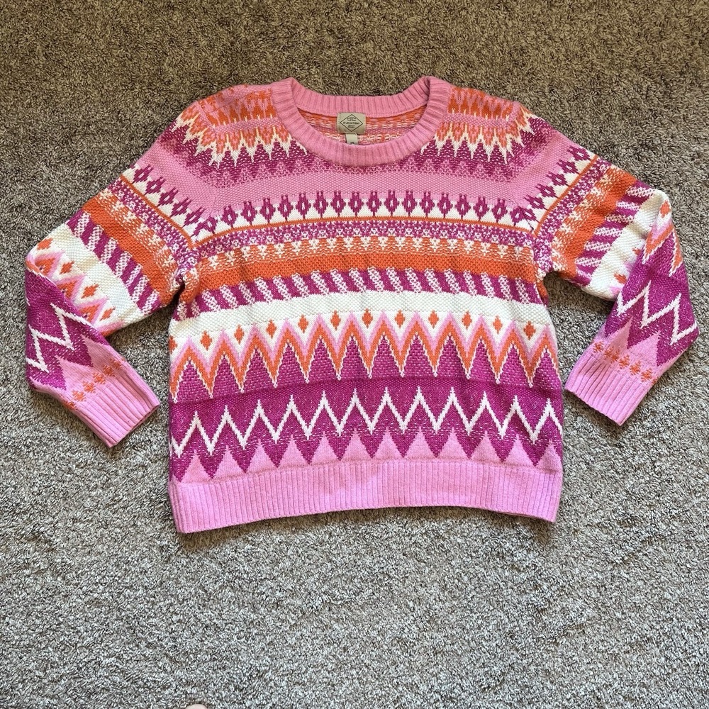 St John's Bay Knit Sweater Women's 2XL‎ Pink Long Sleeve